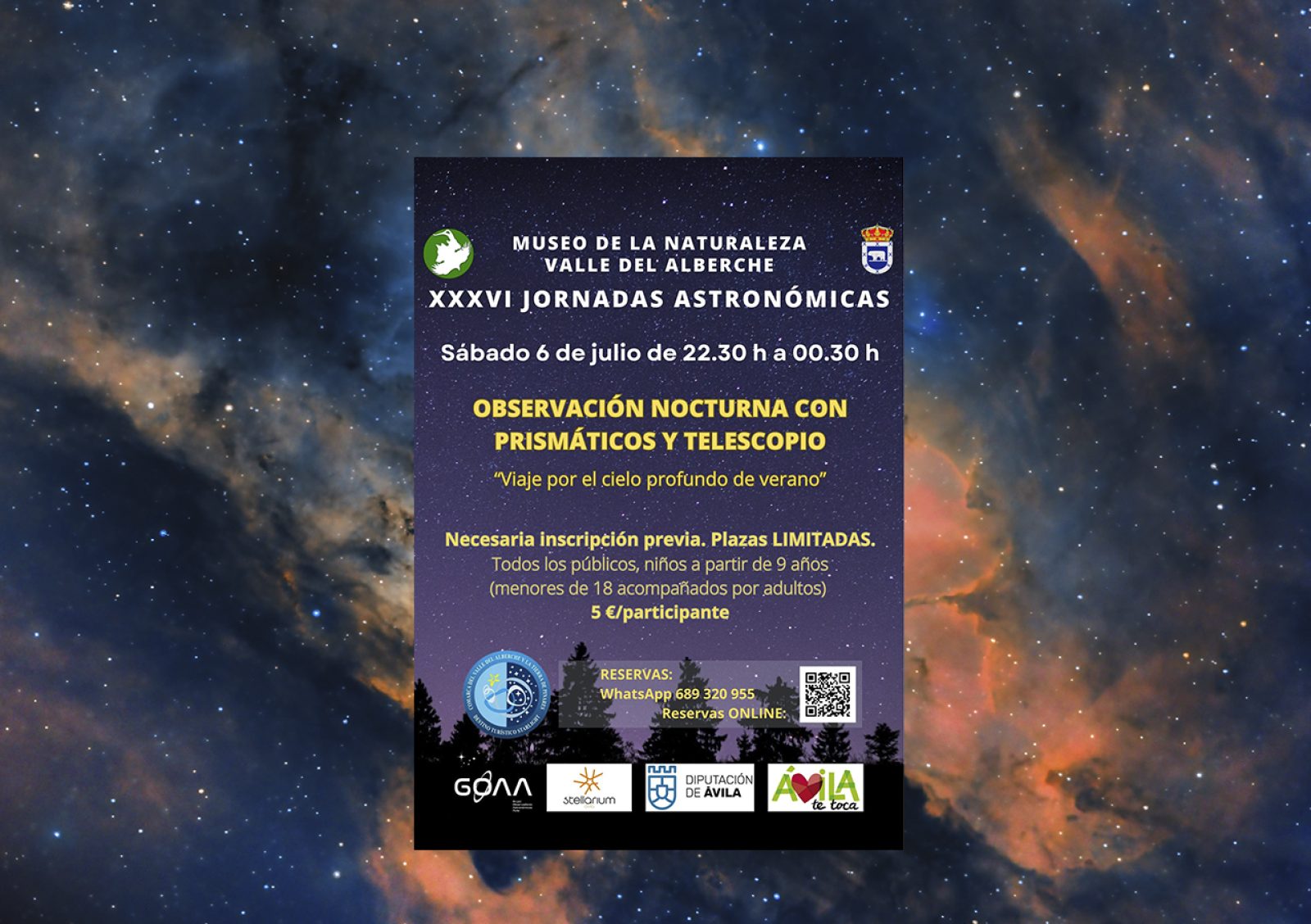 Observación nocturna con prismáticos y telescopios